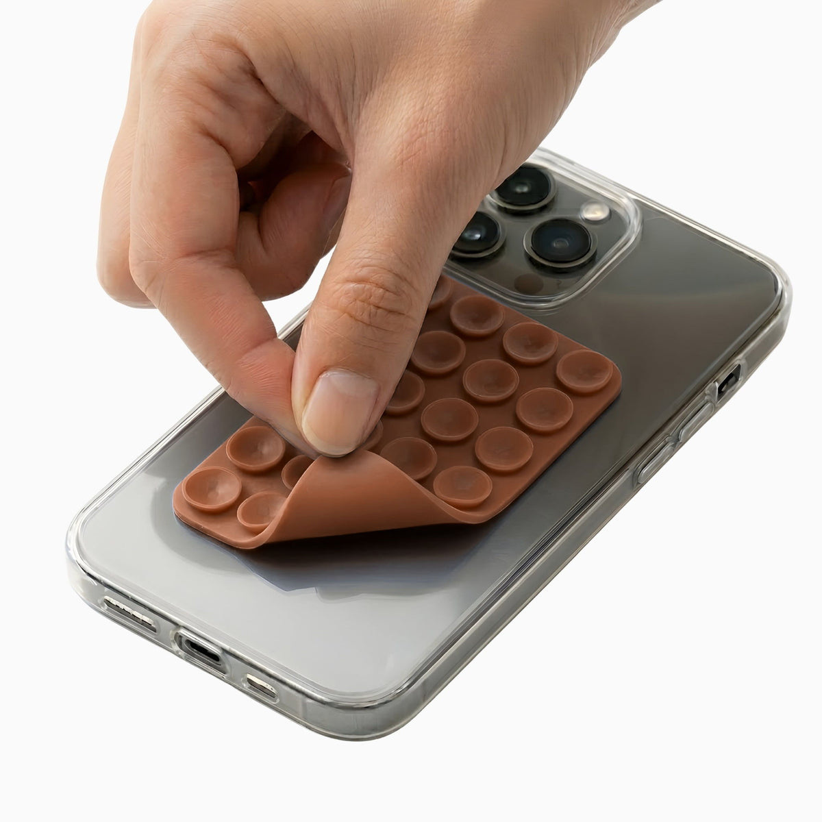 Gadget Club Stick-n-Grip Zuignap Telefoonhouder Bruin